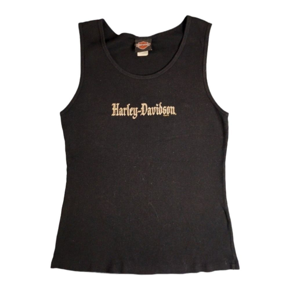 Harley-Davidson Black & Gold(glitter)  Mason City Iowa H-D Tank Top Ribbed Biker